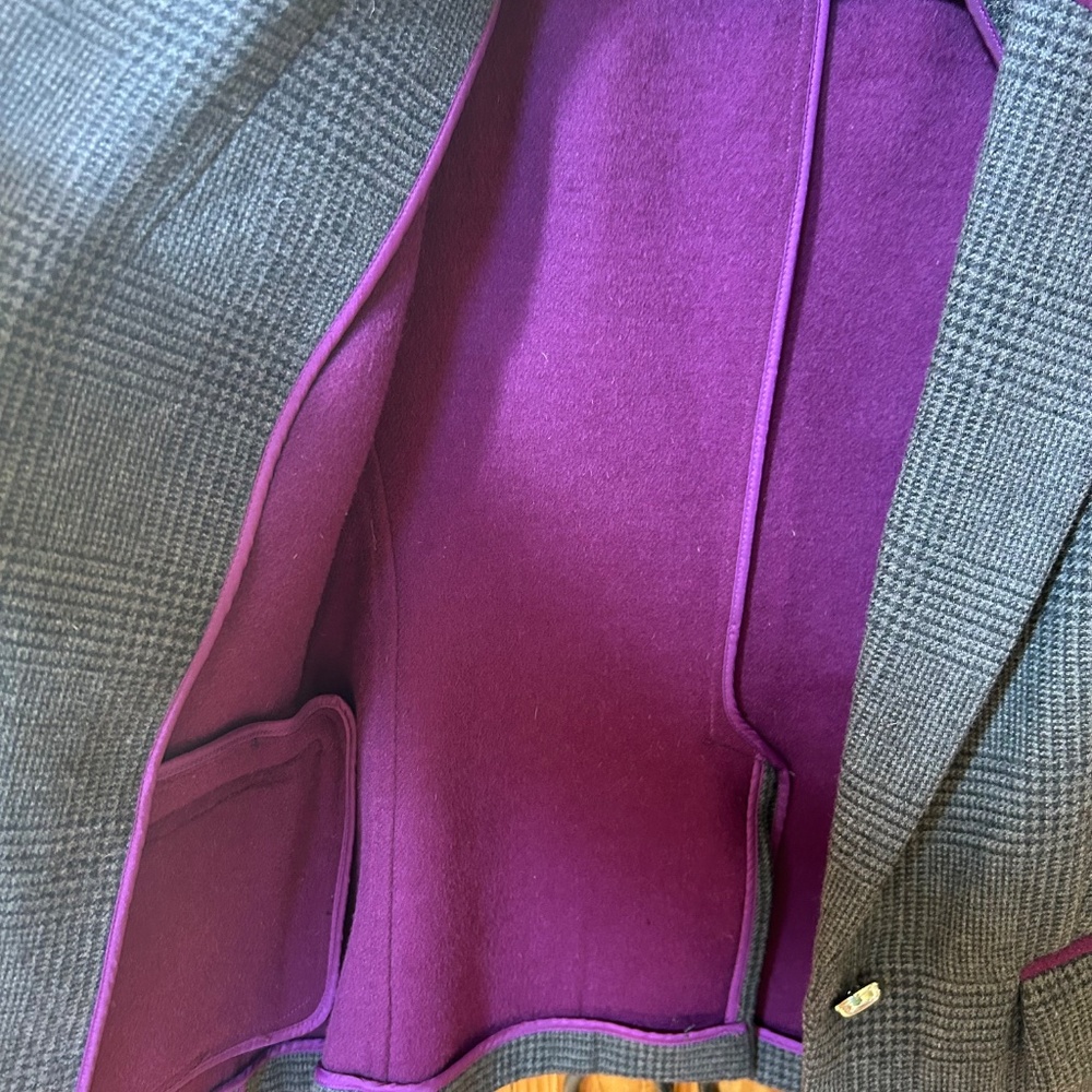 Juicy Couture Blazer Wool Blend Gray Plaid Purple Women's Jacket Size Medium - Picture 7 of 11